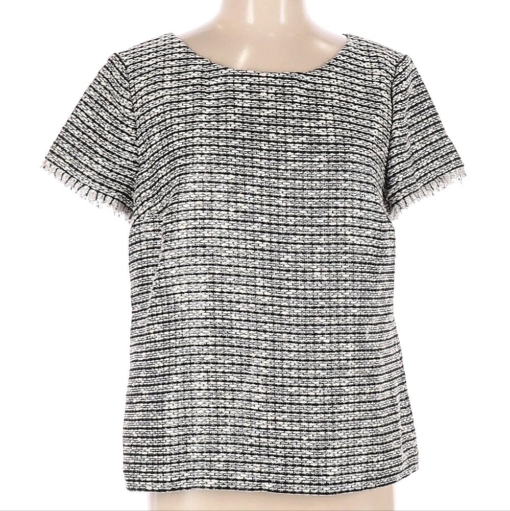 Talbots Shimmery Metallic Short Sleeve Womens Blouse 12